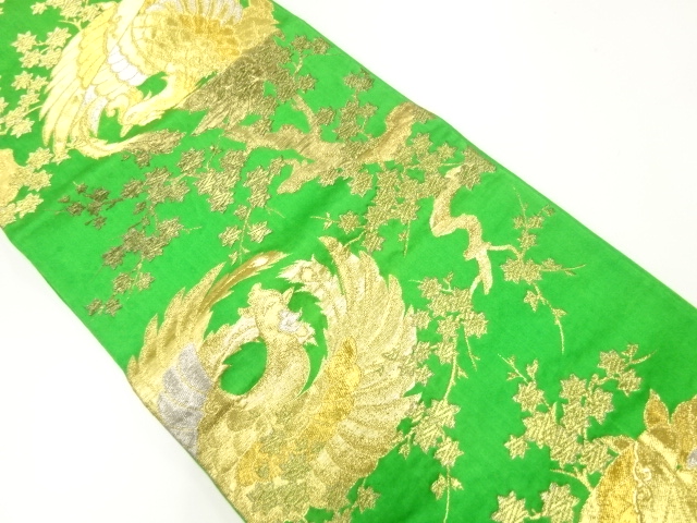 JAPANESE KIMONO / ANTIQUE FUKURO OBI / SILK / WOVEN PHOENIX